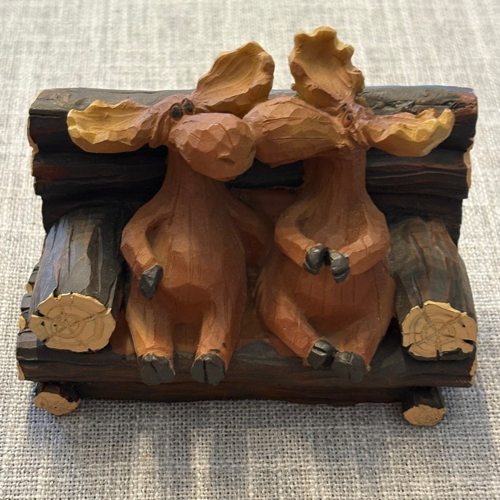 Big Sky Carvers Slifka Moose Figurines Set Rustic Lodge Log Cabin Decor 2 Piece